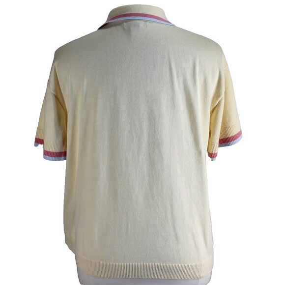 Lands End Polo Shirt Womens Size 1X Yellow Sweater Knit Short Sleeve Cotton Top - Picture 5 of 7